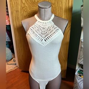 Charlotte Russe white body suit with lace detail